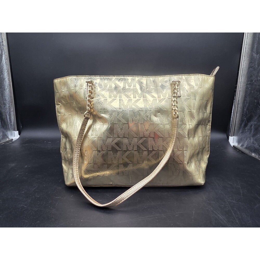 Michael Kors Gold Leather Purse Chain With Strap AV-1401 Shoulder Handbag